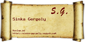 Sinka Gergely névjegykártya